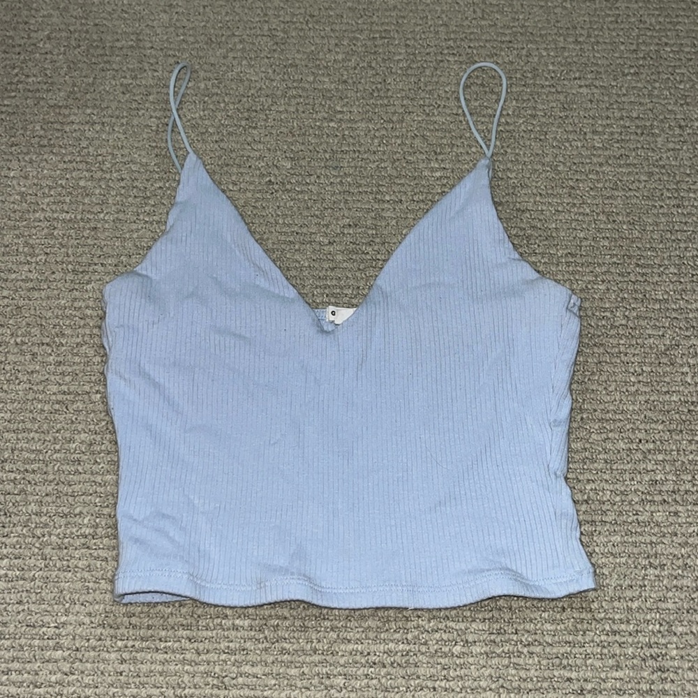 Light blue garage v-neck tank top